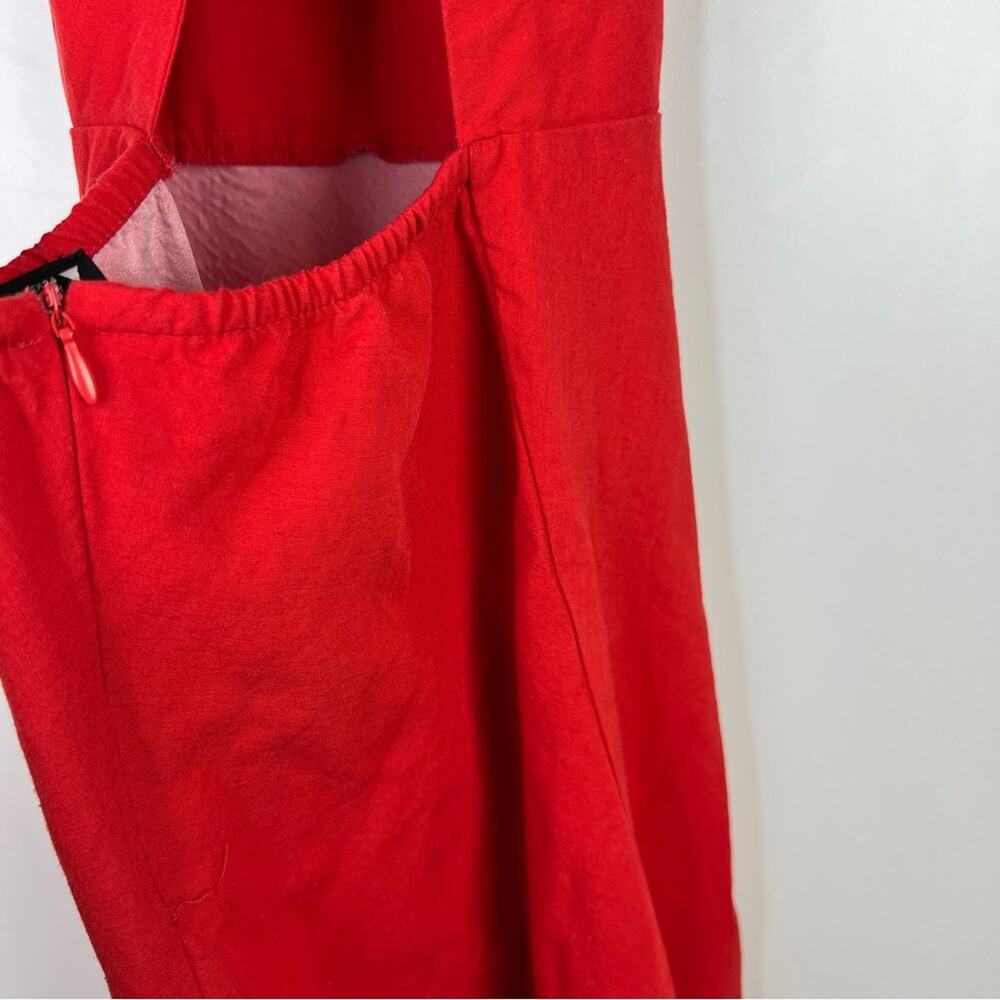 Zara Red Linen Blend Voluminous Strappy Halter Dress. Blogger fave!🔥 - Picture 9 of 13